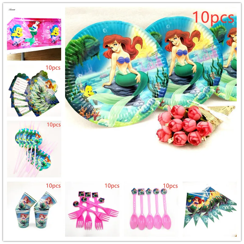 

Mermaid party supplies Tablecloth Fish box Decoration baby shower Party Supplies Event & Party Supplies cups Straw Candy