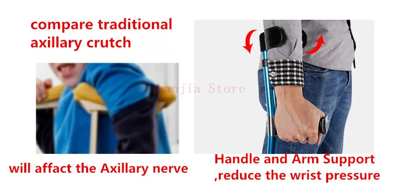 Injure Help Walk Stick Protect Lightweight Height Adjustable Aluminum Alloy Arm Crutch (1)