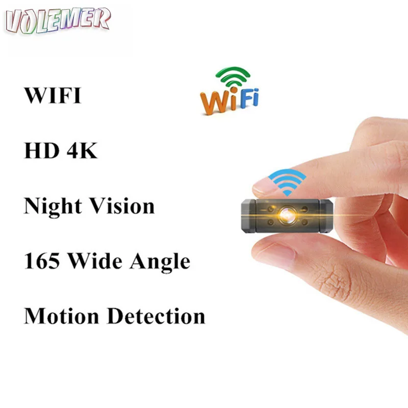 

Volemer MD90 wifi micro camera mini P2P cam IP camcorder Infrared Night Vision Motion Detection wide angle DV Mini 4K HD Camera
