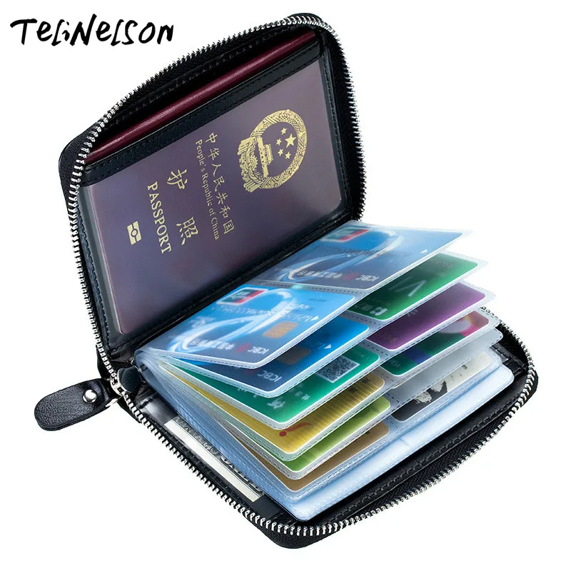 Genuine Rfid Anti theft Card Case Passport Package Documents Bag Multi