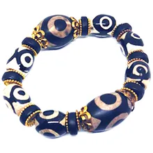 Натуральный Винтаж Дурной глаз агат хрустальный шар эластичность Бусины браслет Ювелирные изделия с драгоценными камнями