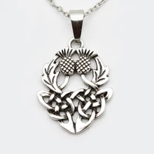 Drop Shipping Celtics Knot Thistly Flower Field Scotland National Symbol Necklace Charm Fashion Jewelry For Men Women SGL224