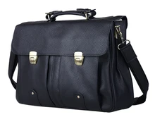 Cowhide Leather Men’s Briefcase Genuine Leather Briefcases For 15″Laptop Briefcase men Tote Business Case male work bag Black