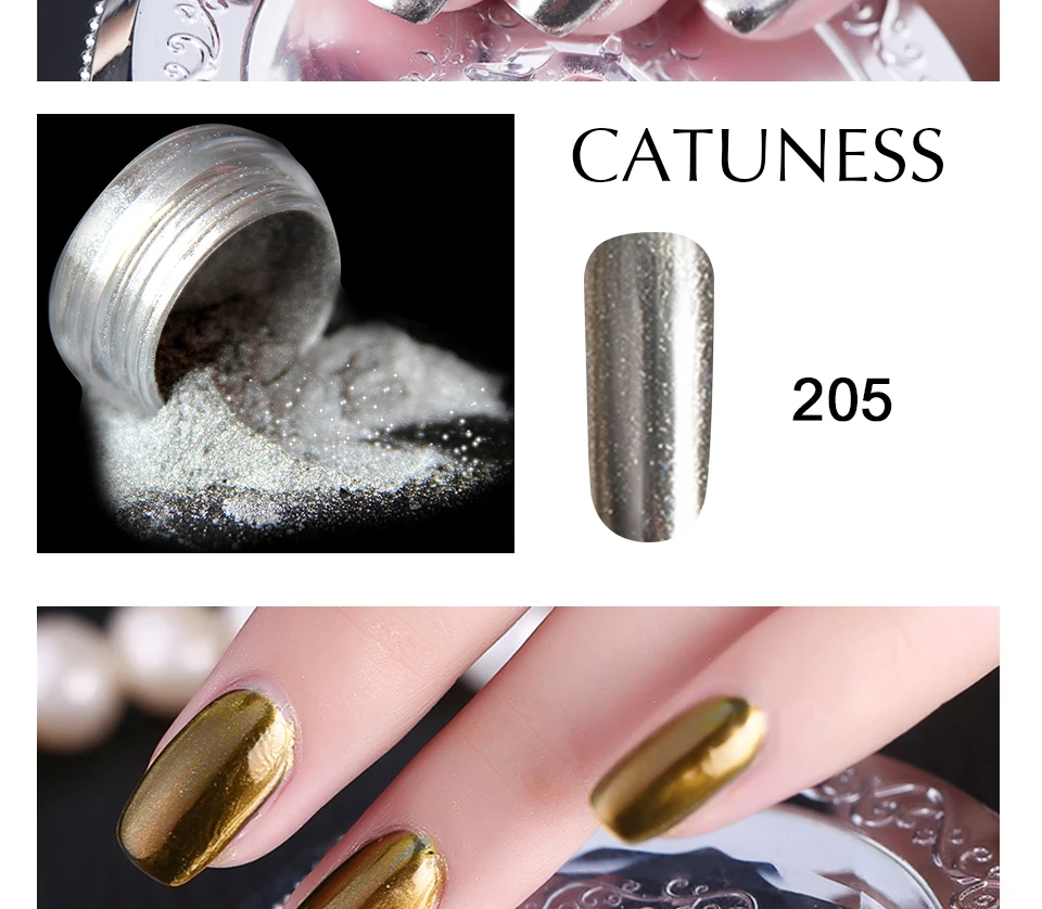 CATUNESS новейший акриловый порошок для ногтей аксессуары зеркальный ногтевой порошок Блестки для ногтей голографические Блестки для ногтей искусство