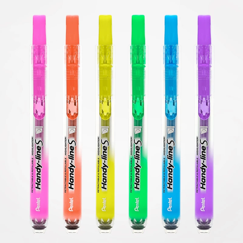 

Pentel Handy Line S Highligter Marker SXS15 4.0mm Retractable Refillable Blue/Violet/Orange/Yellow/Pink/Green