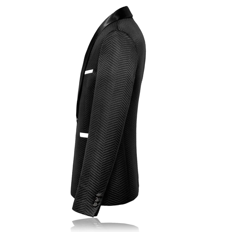 Бренд осень британский стиль Блейзер Masculino Для мужчин s этап одежда черный Для мужчин блейзеры куртки 2019 платье Slim Fit Plus Размеры M-4XL