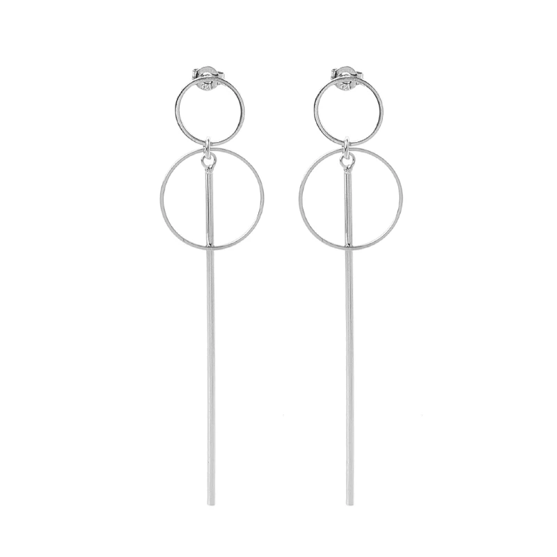 

Circle Size Long Earrings Korean Style Female Simple Silver Geometric Earrings for Women and Men Fashion Beautiful Jewelry
