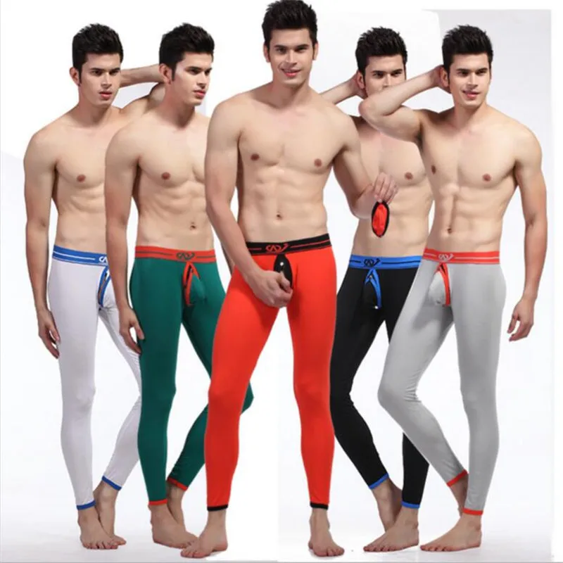 

Brand men long johns men warm thermal pants Elastic line of sexy U convex pouch penis T-back gay underwear tight legging for men