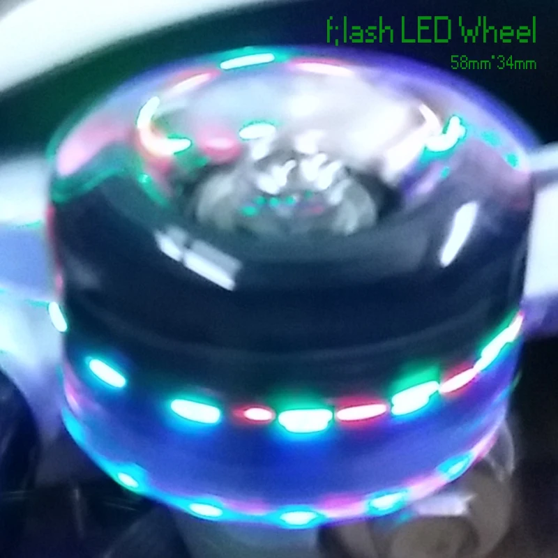 

Roller Skate High-rebound Urethane Wheels Flash LED Wheels Black (Set of 8)