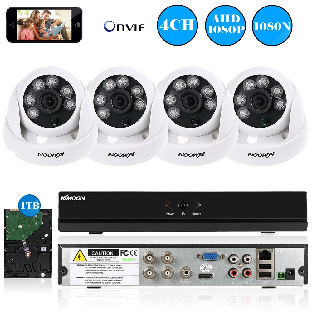 KKmoon 4CH CCTV System 1080N HDMI Output Video Surveillance DVR Kit