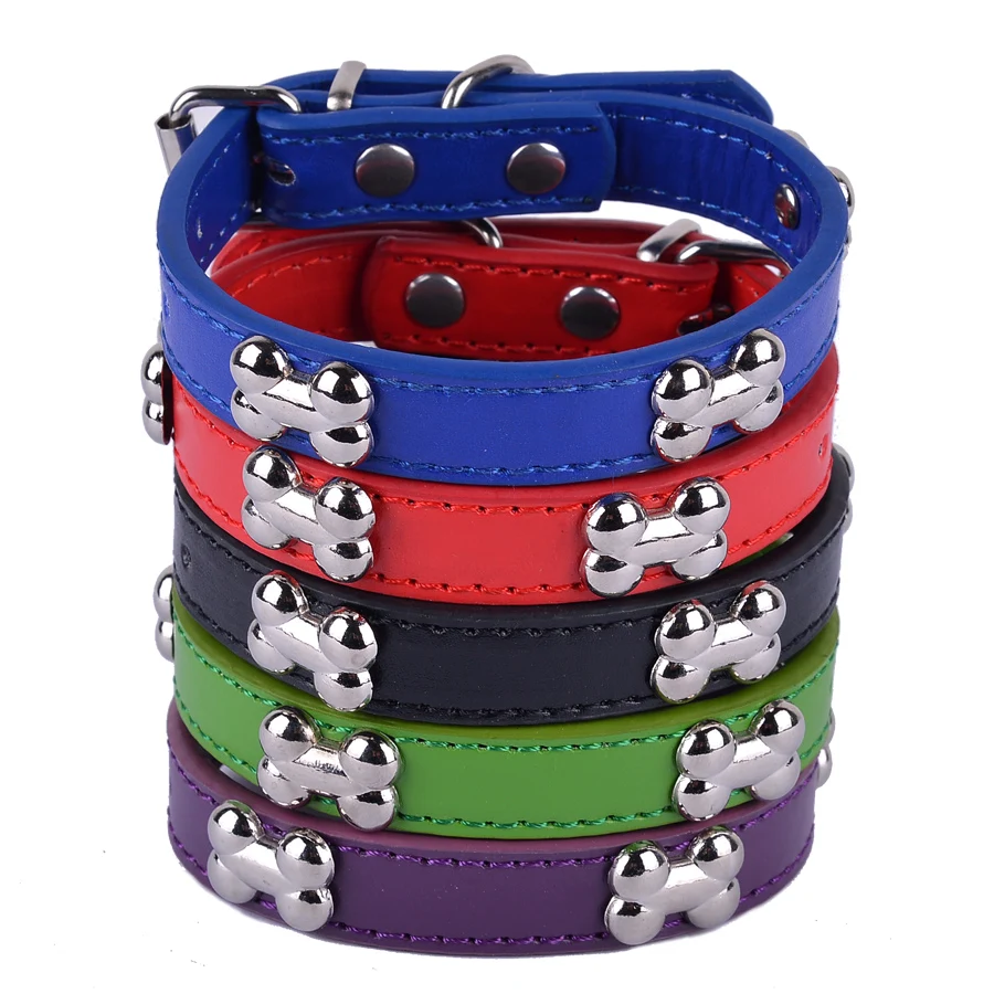 Wholesale Pu Leather Dog Collar Designer Bone Studded Dog Accessories Pet Puppy Dog Cat Supplies ...