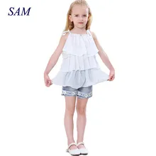 2017 Summer Korean Children s Clothing Girls Suit Chiffon Cake Sling font b Short b font