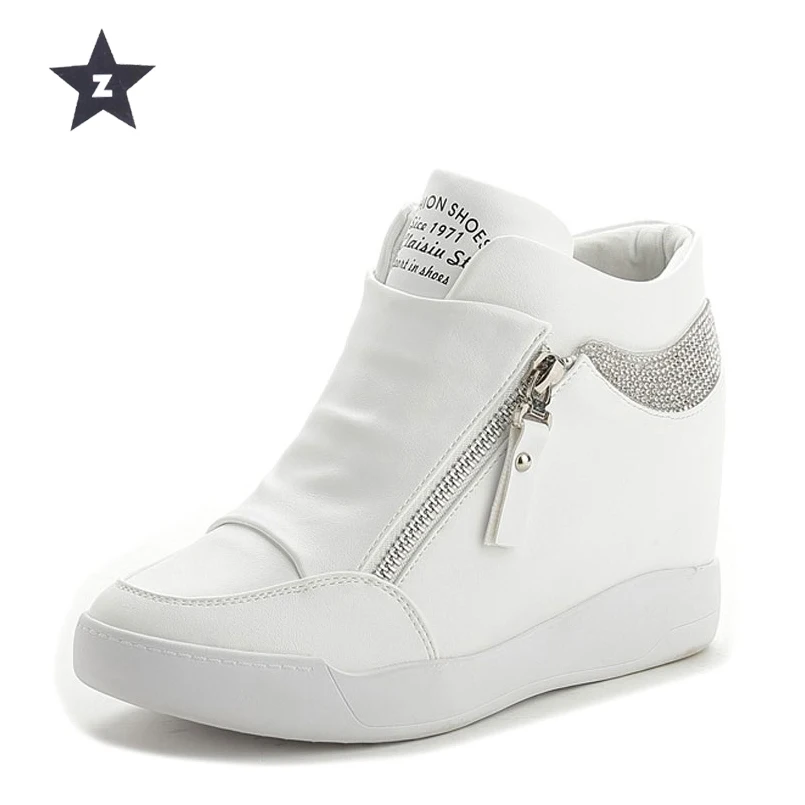 

Z women casual shoes thick high heels Increased internal wedges platform shoes white black fashion brand ip crystal women shoes