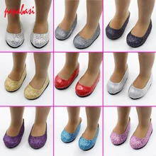 1Pair Doll Sequins Shoes Fits For 18 American Girl Dolls Rose Red Glitter Shoes Doll Accessories