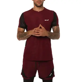 

Men's Casual Fitness Fast Drying Elastic Short Sleeve Shorts Sports Suit New 2019 Male New 2019 Summer Gym Outdoor Two Pieces