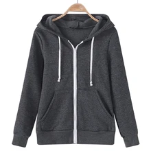 Женские толстовки с капюшоном размера плюс 5XL, Повседневная Уличная одежда с длинным рукавом, одноцветные толстовки, Свободные теплые толстовки с капюшоном на молнии, пальто