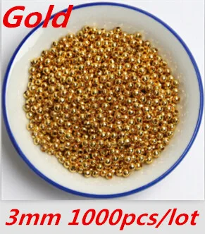 Выберите 3, 4, 5, 6, 8, 10, 12, 14 мм Золотые/серебряные ювелирные изделия, имитация жемчуга, бусины-разделители для самостоятельного изготовления ювелирных изделий, ожерелье, браслет - Цвет: Gold 3mm 1000pcs