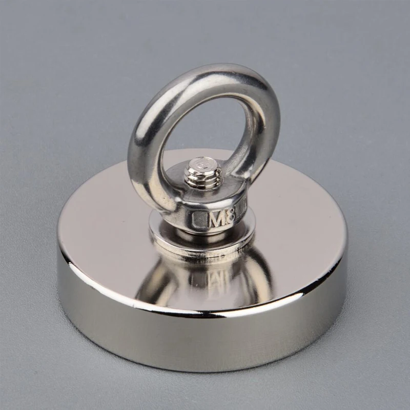 Kaufen 200Kg Design Magnet Starke N52 Neodym Permanent Magnet 60mm Angeln Magneten mit Ring Super Imanes Magnetische Material Basis