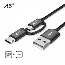 A. S 2 в 1 USB C type-C кабель Micro USB кабель для быстрой зарядки usb type C кабель для samsung Galaxy S9 S8 Note 8 Xiaomi huawei QC3.0