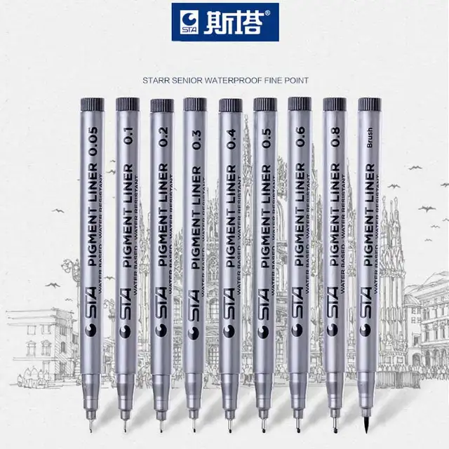 Waterproof Fade Proof Micron Pen Tip Fine Liner Black Sketch Water Marker Pen for Manga markers Drawing Art Supplies 6