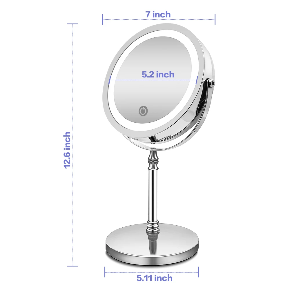 7 дюймов 10x увеличение макияж зеркало Двойной Двусторонняя Круглый Форма вращающийся косметическое зеркало стойка с лупой зеркало