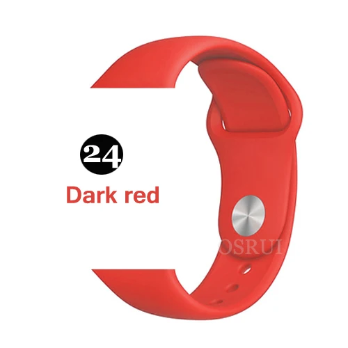 Ремешок для apple watch correa 42 мм 38 мм iwatch серия 44 мм 40 мм 5 4 3 спортивный силиконовый браслет аксессуары для apple watch - Цвет ремешка: 24-Dark red