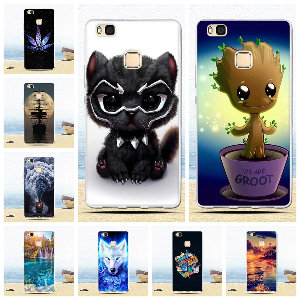 

For Cover Huawei P9 Lite Case Animal Black Silicon Soft TPU for Funda Huawei P9 Lite Case 2016 P 9 P9Lite Phone Back Cases