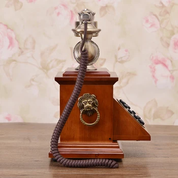 

Retro Antique landline fixed telephone Solid wood telephon Caller ID