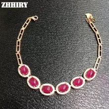 ZHHIRY натуральный рубин драгоценный камень браслет из натуральной твердой 925 пробы серебро драгоценный камень для женщин выпускного вечера ювелирные украшения