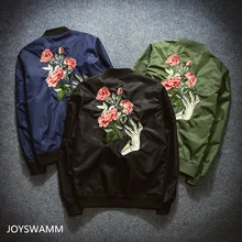 Herbst Neue männer Blume Stickte Jacken Mode Jugend Bomber Fliegerjacke Japan Harajuku Retro Hipster Mantel Lässig
