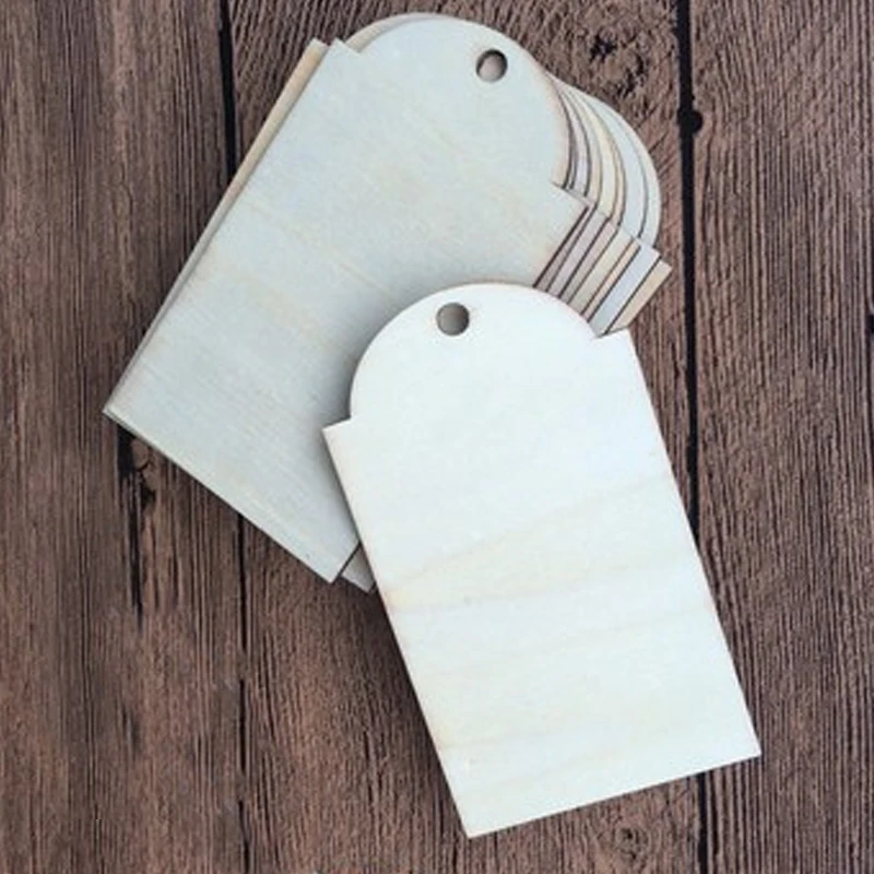 

10Pcs/Lot Unfinished Wood Cutout Chips for Board Game Pieces Arts Crafts Projects Ornaments (Rectangle with Hole)