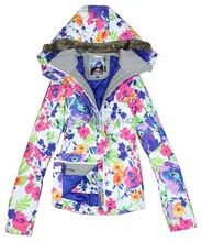 Free shipping 2014 new womens ski suit waterproof windproof warm snowboard jackets colorful flower ski jacket anorak skiwear