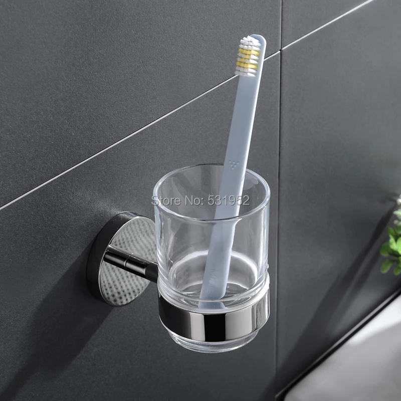 Cup Tumbler Holders Wall-mount Single Toothbrush Tooth cup holder Polish Stainless Steel 304 Bathroom Accessories