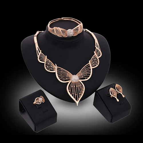 Princess Sweet Jewelry Set KC Gold-color Hollow Necklace Bangle Ring Earring | Украшения и аксессуары