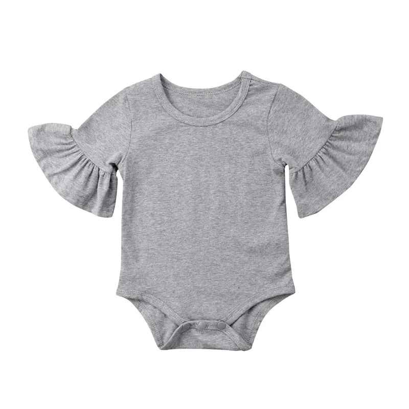 Летняя однотонная Милая одежда с короткими рукавами и круглым вырезом для девочек; хлопковый комбинезон; боди для новорожденных; боди для
