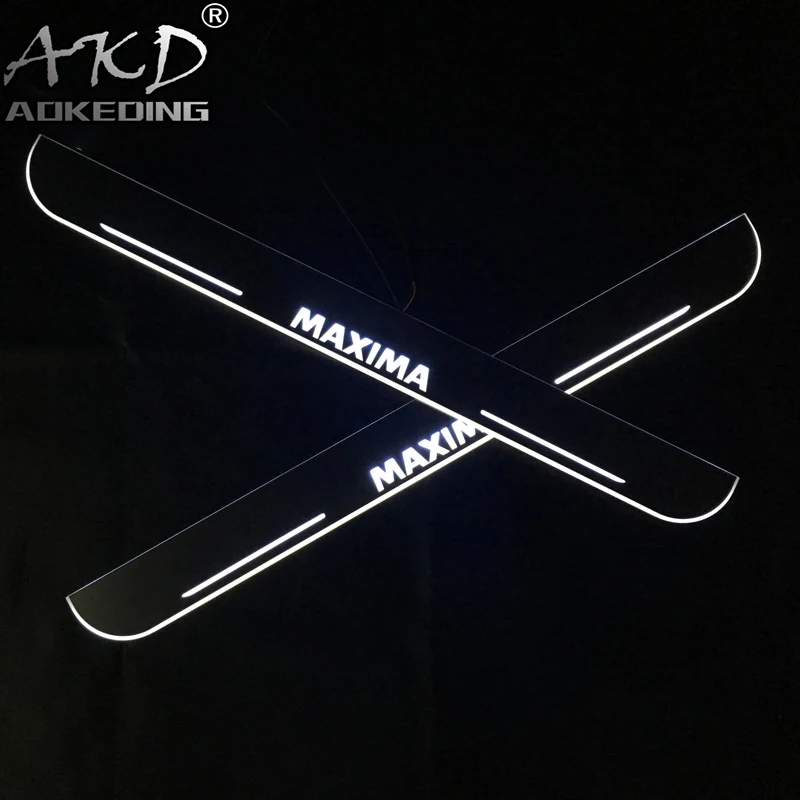 

AKD 4PCS Acrylic Moving LED Welcome Pedal Car Scuff Plate Pedal Door Sill Pathway Light For Nissan Maxima 2015 2016 2017 2018