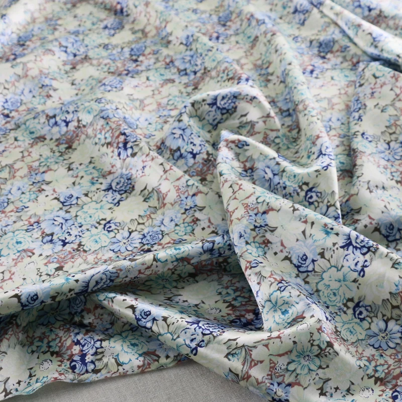 Романтическая ткань с цветочным рисунком мягкое платье шарфы Diy атласная