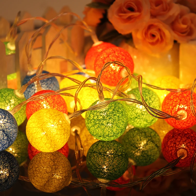 Паб фестиваль вечерние света в помещении Декор многоцветный лампы 2,3 m 20 Гирлянда из светящихся хлопковых шариков строки атмосферу