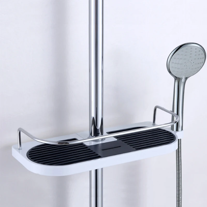  Bathroom Shelf Multifunction Storage Rack Shower Head Shampoo Holder Towel Tray Adjustable Bathroom