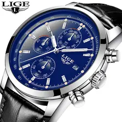 2018 LIGE кварцевые часы Для мужчин модные кожаные часы спортивные WristwatchTop Роскошные брендовые Водонепроницаемый Бизнес часы Relogio Masculino