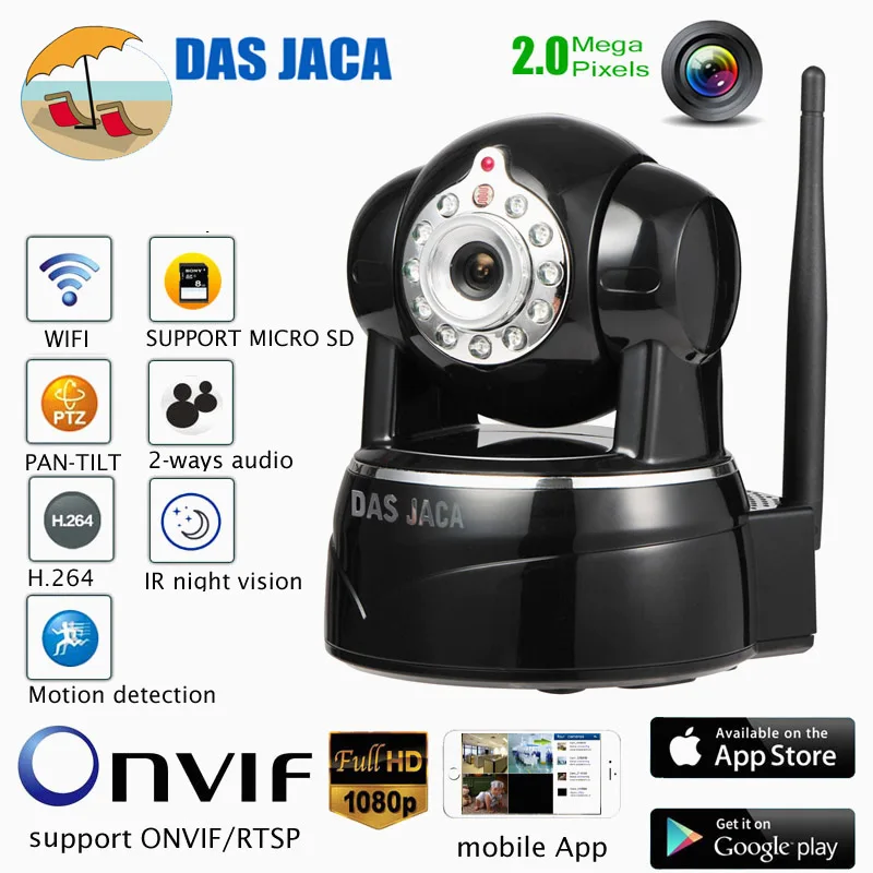 

Das Jaca 2mp onvif cctv home security camera wifi ptz dome ip camera 1080p baby monitor infrared night vision wireless camera hd