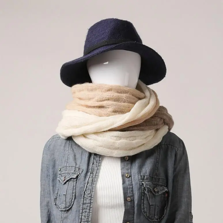 

100%Cashmere Scarf Women Brown White Patchwork Pure Cashmere Shawl Scarfs Winter High Quality Natural Fabric Extra Soft Warm
