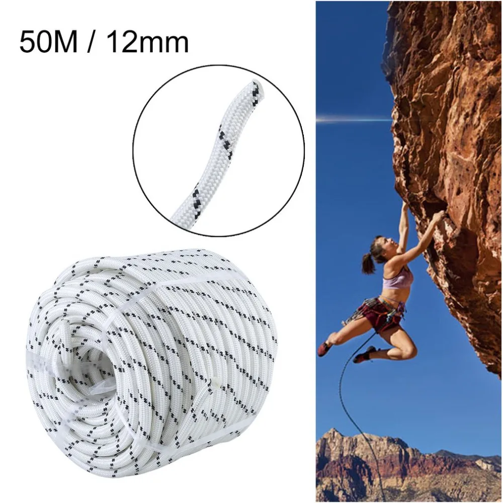 

12mm 50M Abrasion Resistant Falling Protective Climbing Rope High Safety Polyester Rope Cord Paracord For Camping Hammock Boat