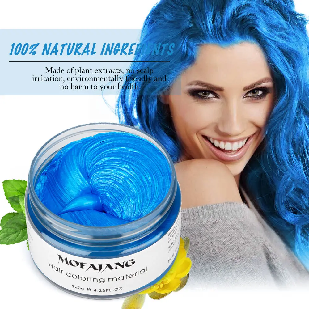 

Mofajang 7 colors Disposable hair Color Wax Styling Dye one-time molding paste Sliver Grandma Green Hair Dye Wax Mud Cream