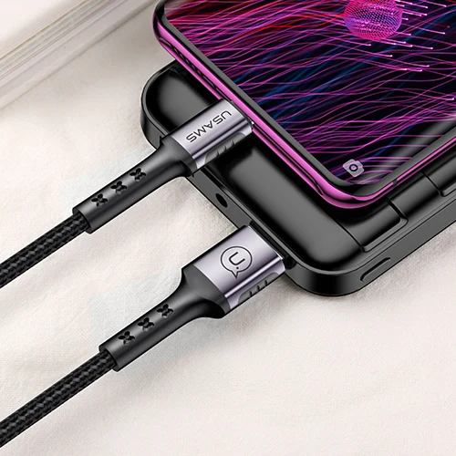 USAMS 5A Flash зарядный кабель типа C для huawei OPPO, QC USB C кабель для передачи данных SR Плетеный Быстрый зарядный usb-кабель для samsung LG - Цвет: Black
