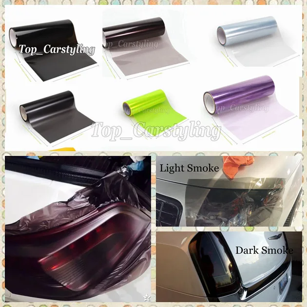 12 Rolls Headlight Rear Lamp Tint Tinting Film for Car Motorbike with 3 layers headlamp tint Vinyl Foile size 0.3x10m/Roll |