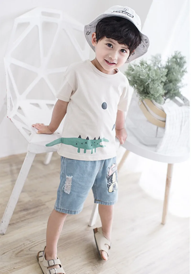 COOTELILI Cute Animal Dinosaur Girls Tops Kawaii Pattern Boys Clothes Summer Short Sleeve Boys T-Shirt Children's Cartoon Shirts (1)