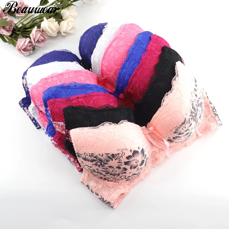 Beauwear Для женщин Sexy Unlined цветочные Бюстгальтеры пуш ап бюстгальтер кружева Bh
