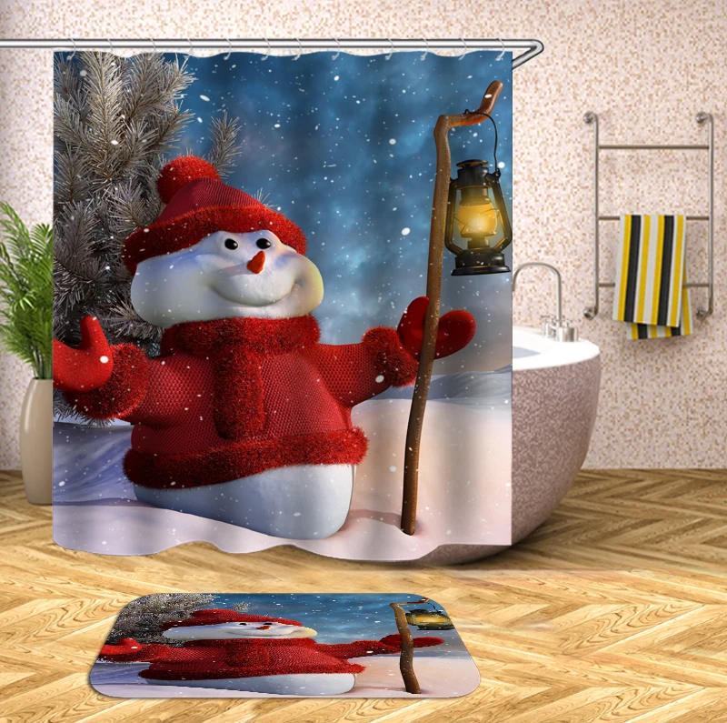 

Santa Claus Oil lamp print bathroom shower curtains waterproof fabric shower curtain Polyester shower curtain