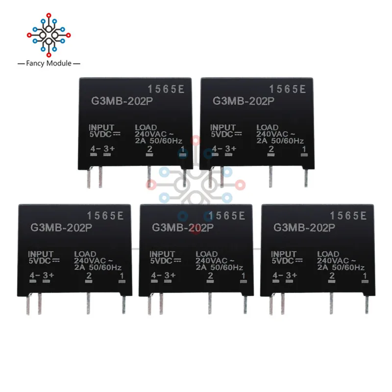 

5pcs Relay Module G3MB-202P G3MB 202P DC-AC PCB SSR In 5V DC Out 240V AC 2A Solid State Relay Module For Arduino